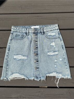 Vervet By Flying Monkey Button Fly Denim Skirt